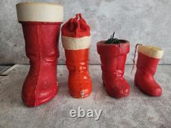Vintage Christnas Rare Santa Boots Candy Holders Germany Wax Paper Mache Lot