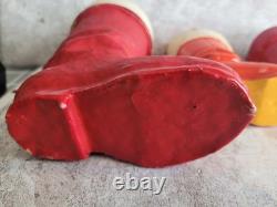 Vintage Christnas Rare Santa Boots Candy Holders Germany Wax Paper Mache Lot