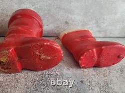Vintage Christnas Rare Santa Boots Candy Holders Germany Wax Paper Mache Lot