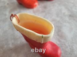 Vintage Christnas Rare Santa Boots Candy Holders Germany Wax Paper Mache Lot