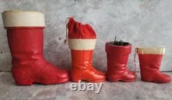 Vintage Christnas Rare Santa Boots Candy Holders Germany Wax Paper Mache Lot