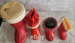 Vintage Christnas Rare Santa Boots Candy Holders Germany Wax Paper Mache Lot