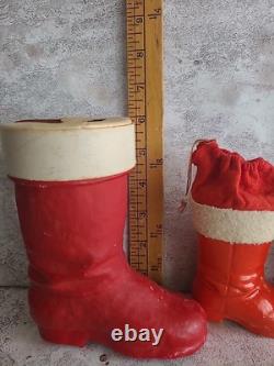 Vintage Christnas Rare Santa Boots Candy Holders Germany Wax Paper Mache Lot