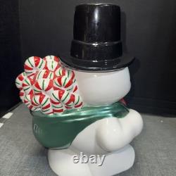 Vintage Christopher Radko Peppermint Puff Snowman Shiny Brite Cookie Jar RETIRED Vintage Christopher Radko Peppermint Puff Snowman Shiny Brite Cookie Jar RETIRED