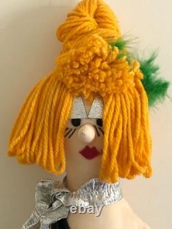 Vintage Cloth Art Doll Burlesque Wild Woman Plush Soft, Hanging