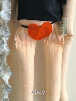 Vintage Cloth Art Doll Burlesque Wild Woman Plush Soft, Hanging