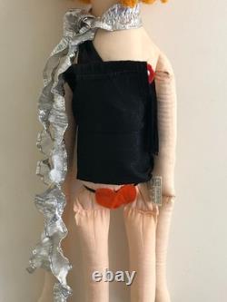 Vintage Cloth Art Doll Burlesque Wild Woman Plush Soft, Hanging
