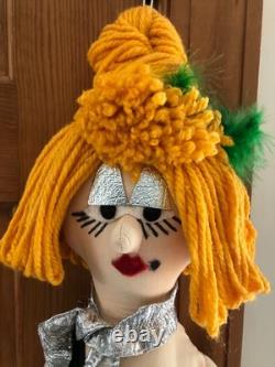 Vintage Cloth Art Doll Burlesque Wild Woman Plush Soft, Hanging