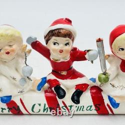 Vintage Commodore Merry Christmas Angel Candy Cane Sleigh In Original Box Japan Vintage Commodore Merry Christmas Angel Candy Cane Sleigh In Original Box Japan