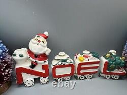 Vintage Commodore Santa NOEL train Candle Holder Christmas 1950s MCM rare