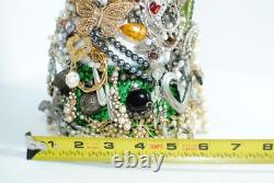 Vintage Costume Jewelry Hand-Crafted Christmas Tree 20 with Stand OOAK
