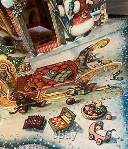 Vintage Czechoslovaia Santa Christmas Pop Up Book Village Kubasta