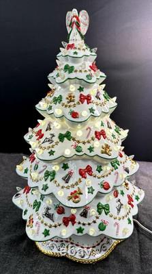 Vintage Danbury Mint White Porcelain Christmas Magic Lighted Christmas Tree 19