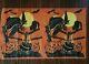 Vintage Dennison Crepe Halloween Witch Black Cat Jol Moon Bats 33 X 19.75