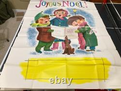 Vintage Douglas Fir Plywood Christmas Joyous Noel Carolers Display Posters 72in