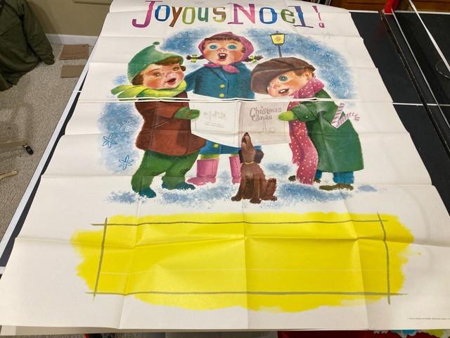 Vintage Douglas Fir Plywood Christmas Joyous Noel Carolers Display Posters 72in
