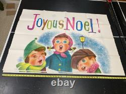 Vintage Douglas Fir Plywood Christmas Joyous Noel Carolers Display Posters 72in