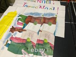 Vintage Douglas Fir Plywood Christmas Joyous Noel Carolers Display Posters 72in