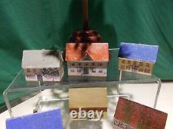 Vintage ERZGEBIRGE VILLAGE (8) pc SET WOODEN PUTZ CHRISTMAS GARDEN HOUSES