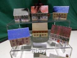 Vintage ERZGEBIRGE VILLAGE (8) pc SET WOODEN PUTZ CHRISTMAS GARDEN HOUSES