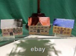 Vintage ERZGEBIRGE VILLAGE (8) pc SET WOODEN PUTZ CHRISTMAS GARDEN HOUSES