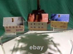 Vintage ERZGEBIRGE VILLAGE (8) pc SET WOODEN PUTZ CHRISTMAS GARDEN HOUSES