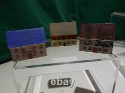 Vintage ERZGEBIRGE VILLAGE (8) pc SET WOODEN PUTZ CHRISTMAS GARDEN HOUSES