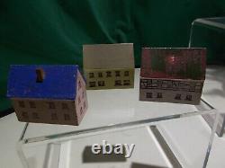 Vintage ERZGEBIRGE VILLAGE (8) pc SET WOODEN PUTZ CHRISTMAS GARDEN HOUSES