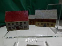 Vintage ERZGEBIRGE VILLAGE (8) pc SET WOODEN PUTZ CHRISTMAS GARDEN HOUSES