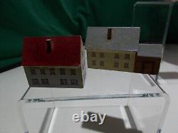 Vintage ERZGEBIRGE VILLAGE (8) pc SET WOODEN PUTZ CHRISTMAS GARDEN HOUSES