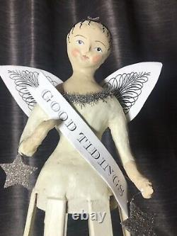 Vintage ESC Nicol Sayre Santos Cage Doll Angel Good Tidings Christmas Wood Paper