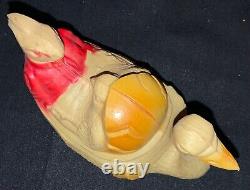 Vintage Easter Celluloid Plastic Toy Goose Carrying Rabbit & Chick