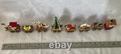 Vintage Emgee Hawaii Wood Christmas Train W Engine & 7 Cars