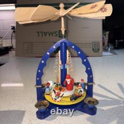 Vintage Erzgebirge Table Pyramid The Giving in Blue Carrousel Original Box