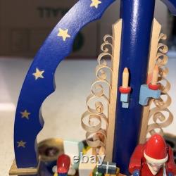 Vintage Erzgebirge Table Pyramid The Giving in Blue Carrousel Original Box