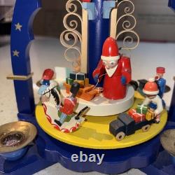 Vintage Erzgebirge Table Pyramid The Giving in Blue Carrousel Original Box