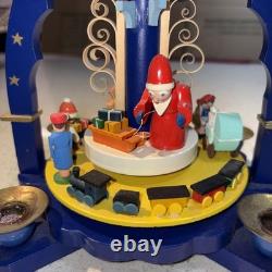 Vintage Erzgebirge Table Pyramid The Giving in Blue Carrousel Original Box