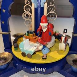 Vintage Erzgebirge Table Pyramid The Giving in Blue Carrousel Original Box