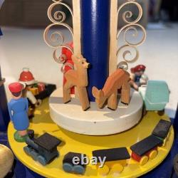 Vintage Erzgebirge Table Pyramid The Giving in Blue Carrousel Original Box
