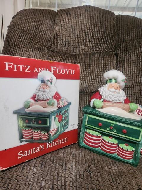 Vintage Fitz & Floyd Santa's Kitchen Cookie Jar 12x8x8in Clean Beautiful