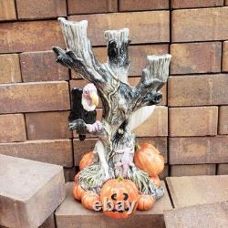 Vintage Fitz & Floyd VULTURE TREE CANDELABRA © FF 1988 HALLOWEEN GHOSTS