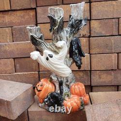 Vintage Fitz & Floyd VULTURE TREE CANDELABRA © FF 1988 HALLOWEEN GHOSTS