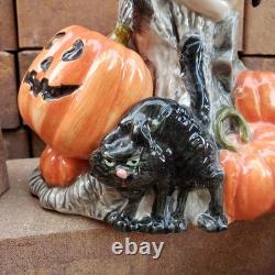 Vintage Fitz & Floyd VULTURE TREE CANDELABRA © FF 1988 HALLOWEEN GHOSTS