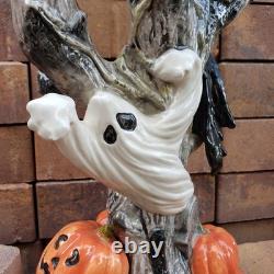 Vintage Fitz & Floyd VULTURE TREE CANDELABRA © FF 1988 HALLOWEEN GHOSTS