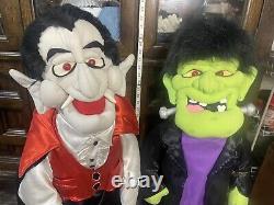 Vintage Frankenstein, Dracula 34 Plush Standing Halloween Decor Toys Not Work