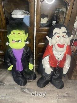 Vintage Frankenstein, Dracula 34 Plush Standing Halloween Decor Toys Not Work