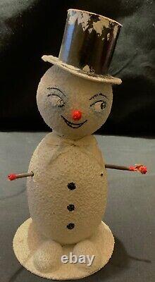 Vintage German Candy Container Snowman With Black Top Hat