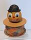 Vintage German Halloween Candy Container Pumpkin Clown Bowler Hat Harlequin