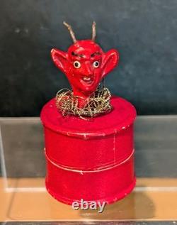 Vintage German Krampus Devil Candy Container Box Composition Head Tinsel 1950s