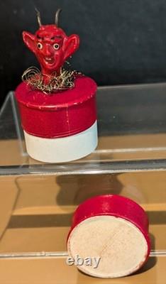 Vintage German Krampus Devil Candy Container Box Composition Head Tinsel 1950s